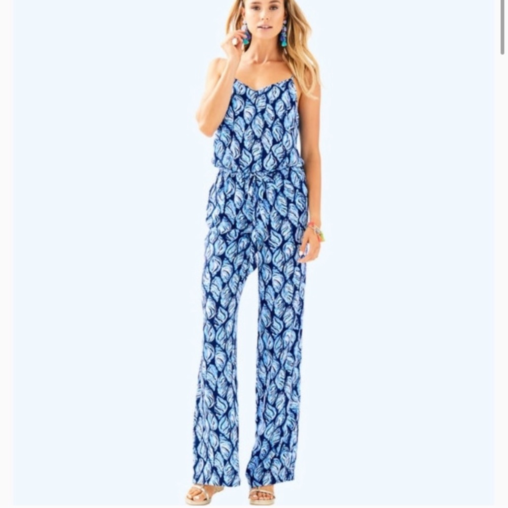 Lilly Pulitzer Dusk Shell Jumpsuit XS FLAWED